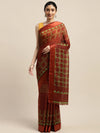 Brown Printed Art Silk Saree