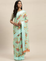 Green Printed Art Silk Saree