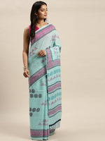 Light Blue Printed Art Silk Saree