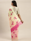 Beige Printed Art Silk Saree