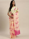 Beige Printed Art Silk Saree