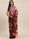 Purple Printed Art Silk Saree