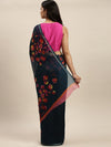 Dark Blue Printed Art Silk Saree