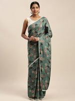 Green Printed Art Silk Saree