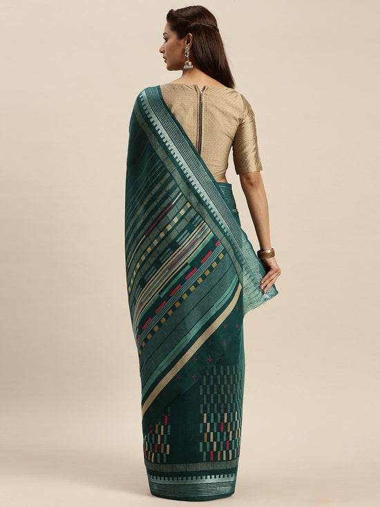 Green Printed Art Silk Saree