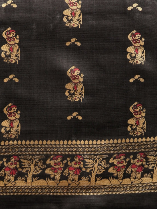 Black Printed Art Silk Saree