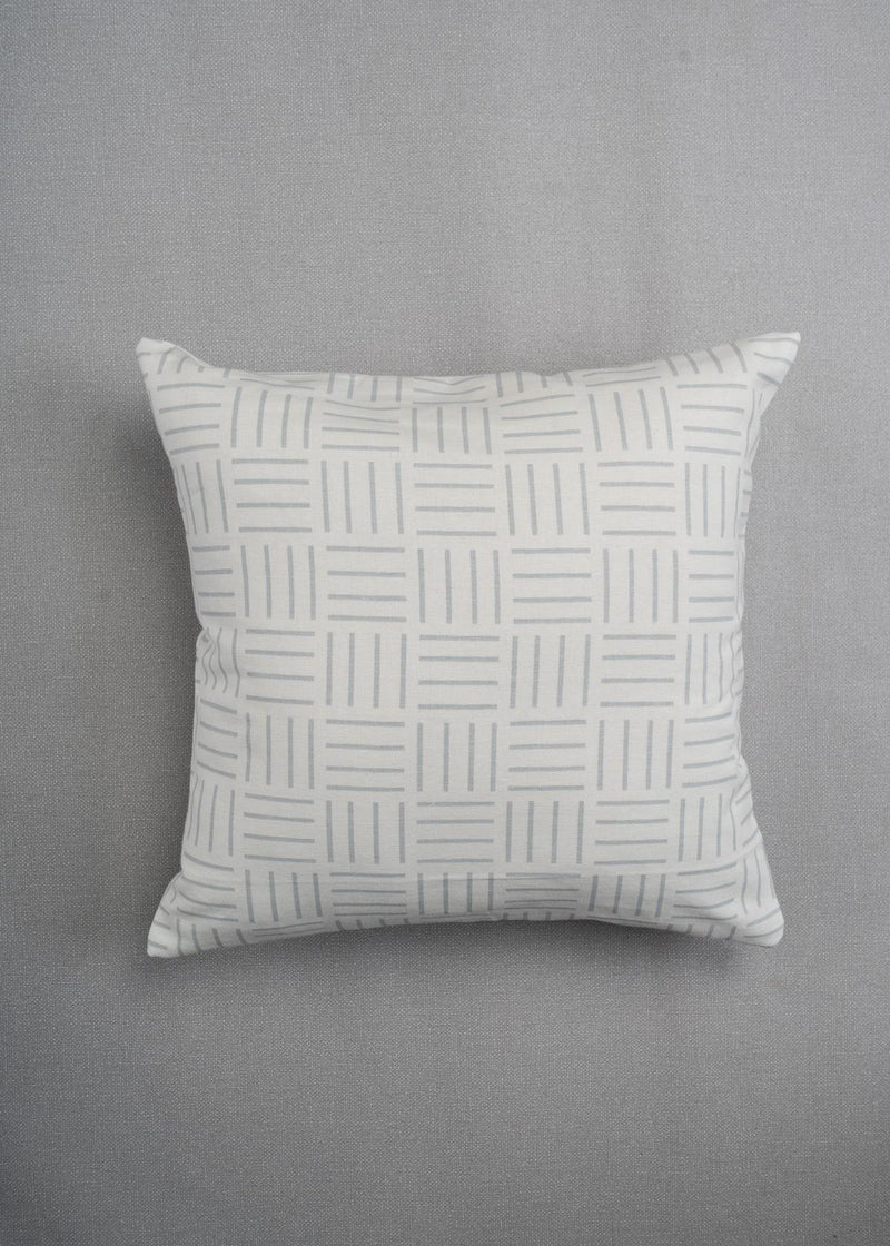 Hash Lines Printed Cotton Cushion Cover - 18" x 18"