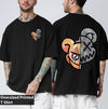 Manlino Exo Mens Black Half Sleeve Oversized Graphic Printed T-Shirt