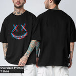 Manlino High Range Mens Black Half Sleeve Oversized Graphic Printed T-Shirt
