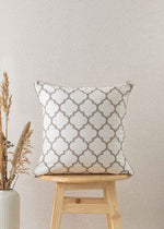 Moroccan Trellis Walnut Grey Printed Cotton Cushion Cover - 24" x 24"