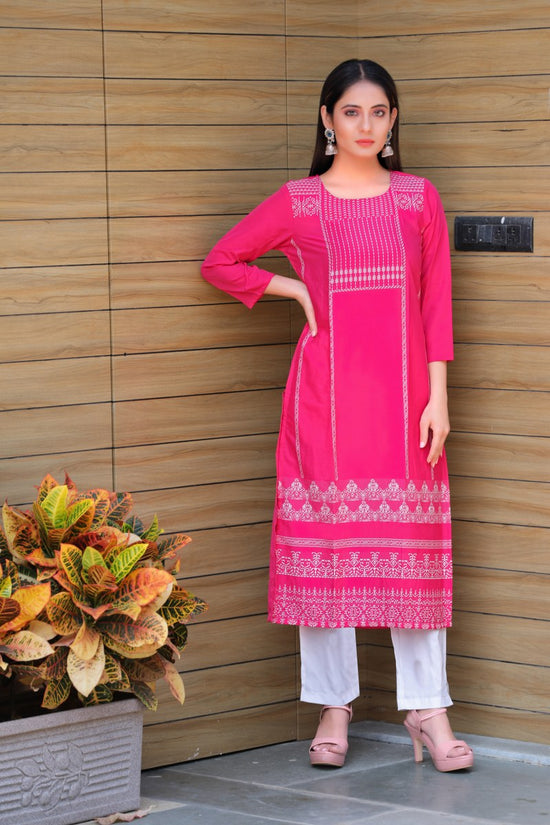 Women Occasion Wear Crepe Fabric Printed Stylish Pink Color Kurti