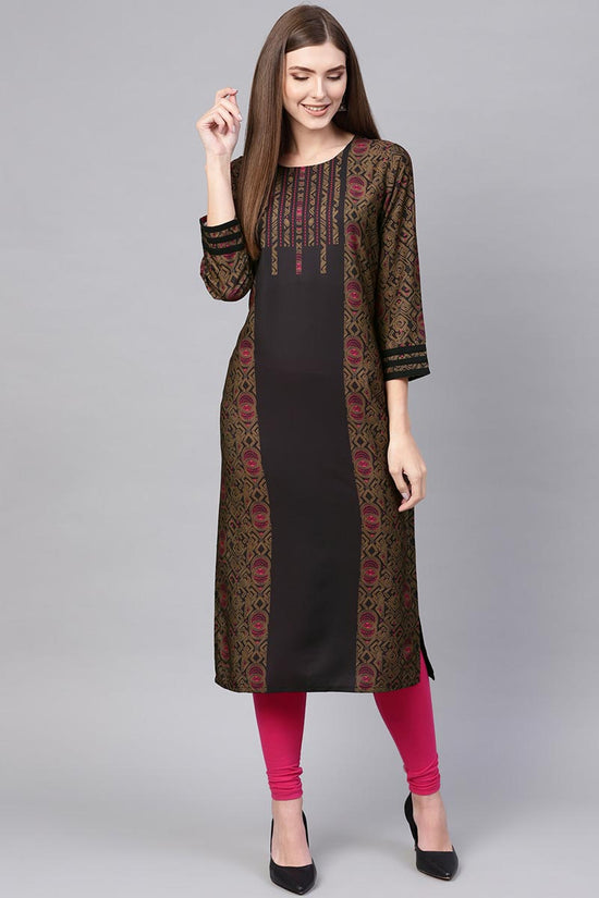 Ahika Women Crepe Fabric Black Color Fancy Daily Wear Kurti