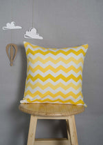 Ombre Chevron in Yellow Printed Cotton Cushion Cover - 18" x 18"