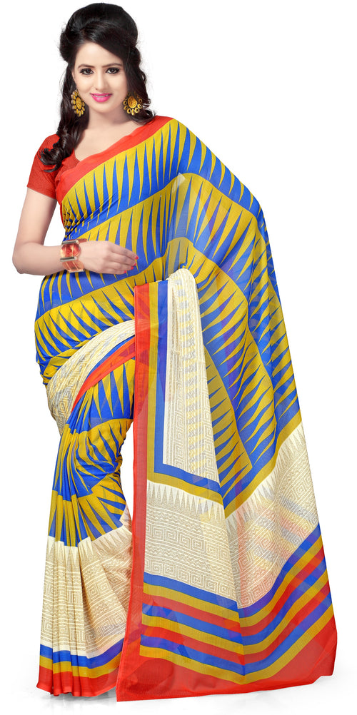 Multicolor Striped Georgette Saree