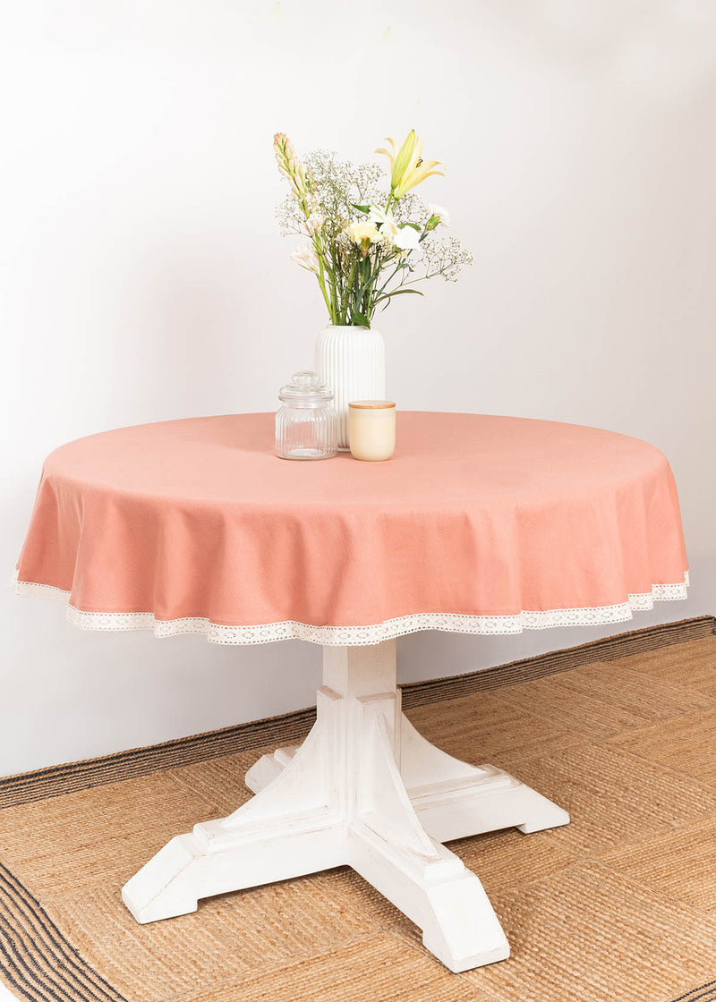 Rust Solid Cotton Round Table Cloth