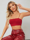 Aahwan Maroon Polyester Spaghetti Neck Top