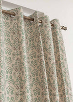 Spice Route Sage Green Cotton Curtain (Single Piece) - Window