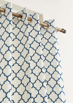 Trellis Royal Blue Cotton Curtain (Single Piece) - Window