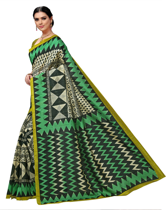 Multicolor Printed Tussar Silk Saree