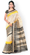 Beige Printed Art Silk Saree