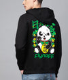 Manlino Stitch Mens Black Regular Fit Hooded Neck Graphic Printed Hoody